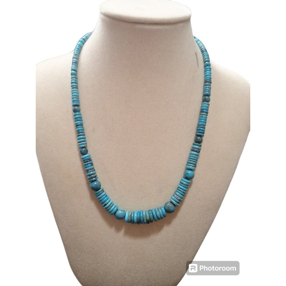 Jay King DTR Graduated Turquoise Disks Sterling Silver Necklace 18-21" - Picture 7 of 7